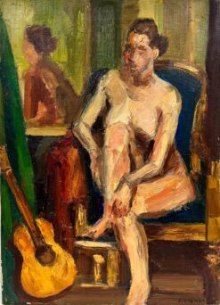 French Nude Female Portrait Interior Post Impressionist Signed Impasto Oil
