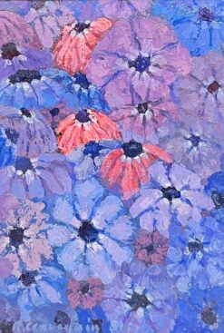 Purple Flowers French Modernist Still Life Signed painting