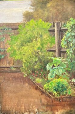 Antique Victorian English Oil Fruit and Vegetable Patch Garden