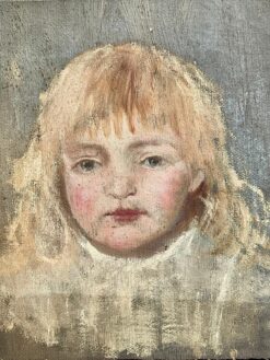 Antique Victorian English Oil Portrait Of A Young Blonde Girl