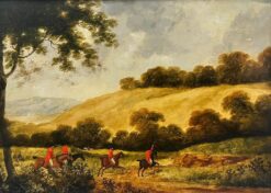 1850’s English Fox Hunting Classic Countryside Scene Huntsman on Horseback