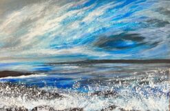 Swirling Clouds Foaming Seas Colourful Modern British Bright Blue Sea Abstract