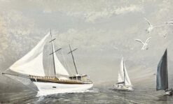 Classic Sailing Yachts Modern British Grey Boats At Sea Landscape