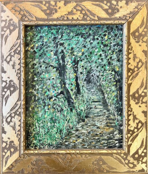 Colourful Modern British Painting Abstract Sunny Woodland Pathway