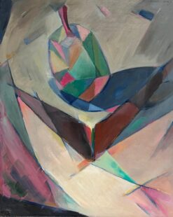 1900-1999 French Cubist Still Life Oil Painting Apple Fruit