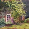 Flower Garden Window Modern British Impressionist Oil Painting