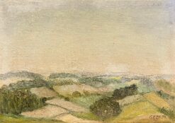 Contemporary British Oil Painting Open Green Field Landscape