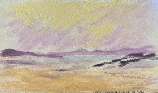 Sun Blazed Purple Sky Landscape Contemporary British Oil Painting