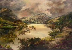 Loch Lubnaig Scottish Highlands Loch Mountain Landscape Signed Oil Painting