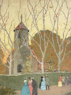 British Mid 1900-1999 Impressionist Painting Elegant Figures Gossiping