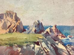 Rocky English Coastline Sea British Mid 1900-1999 Impressionist Painting