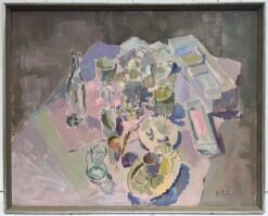 Contemporary Impressionist Still Life Kitchen Table with Soft Pastel Palette