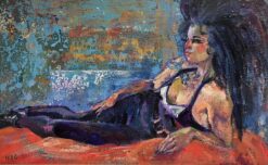 British Modernist Oil Painting Portrait Amy Whitehouse Styled Figure Posed