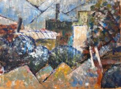 1900-1999 British Modernist Abstract Painting Town Roof Tops