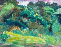 Vibrant Impressionist Landscape of Lush Greenery and Meadow