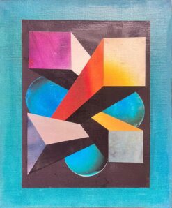 1980's French Abstract Surrealist Original Oil Amazing Bright Colors