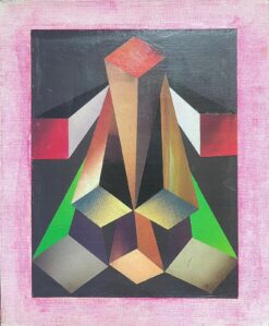 Large 1980's French Abstract Surrealist Original Oil Amazing Bright Colors