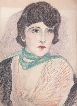 Original 1920's/ 30's Portrait of Elegant Young Society Lady Exquisite Drawing