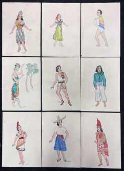 Set of 9 Figure Illustrations Egyptian Classical Characters Listed American