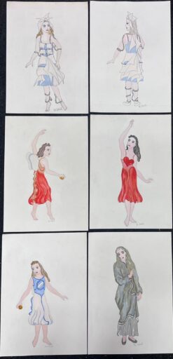 Set of 6 Figure Illustrations Egyptian Classical Characters Listed American