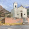1930's Italian Southern Old Church Memorial in Landscape by Female French artist