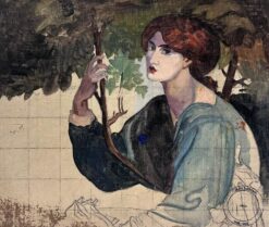 Mid 1900-1999 French Oil Pre-Raphaelite Portrait of a Lady