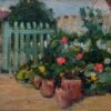 1940's French Impressionist Oil Painting Flowers in Cottage Garden