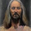1930's French Oil Portrait Of A Long Grey Haired Man With Black Beard