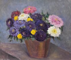 Mid 1900-1999 French Impressionist Oil Still Life of Flowers Female Artist