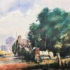 French Watercolour Landscape Along The Country Path