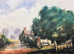 French Watercolour Landscape Along The Country Path