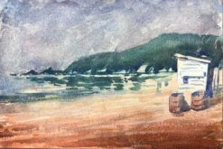 French Impressionist Watercolour Landscape The Beach Coast
