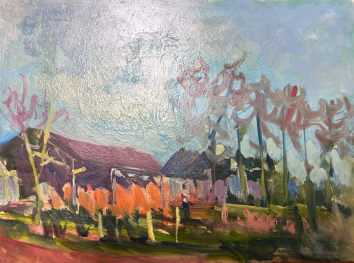 French Impressionist Oil Landscape Summer Yard