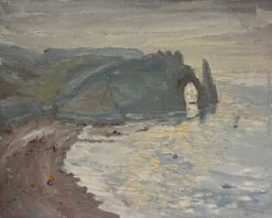 1970's French Impressionist Oil Etretat Normandy Coastline Seascape Signed Oil