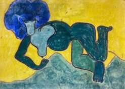 Contemporary French Impressionist Wacky Green Figure Abstract