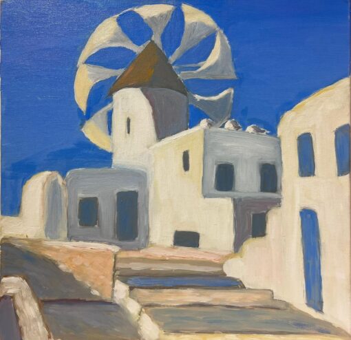 Contemporary French Impressionist Oil Mediterranean Sunny Old Town White Houses