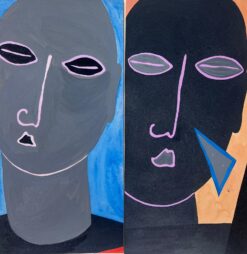 Contemporary British Abstract Original Paintings 2 x Figure Portraits