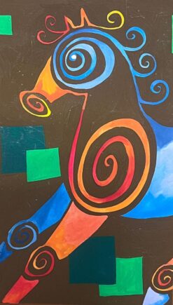 Contemporary British Abstract Original Painting Wacky Sea Horse