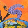 Contemporary British Abstract Original Painting Purple Coral Wacky Landscape