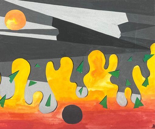 Contemporary British Abstract Original Painting Flame Sunset