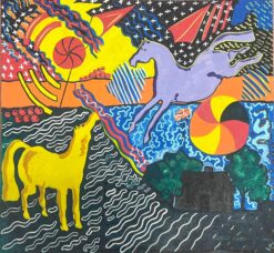 Contemporary British Original Painting Quirky Horse Colourful Abstract