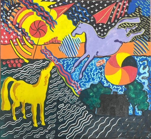 Contemporary British Original Painting Quirky Horse Colourful Abstract