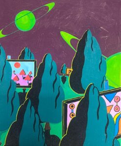 Contemporary British Original Painting Space Planet Scene Abstract