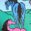 Contemporary British Abstract Original Painting Pink and Blue Horse