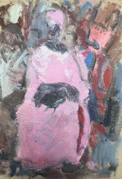 1900-1999 German Modernist Oil Painting Sat Figure In Pink Robe