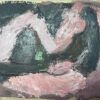 1900-1999 German Modernist Oil Painting Pink and Blue Abstract