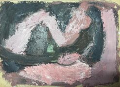 1900-1999 German Modernist Oil Painting Pink and Blue Abstract