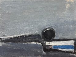 1900-1999 German Modernist Oil Painting Black Grey White and Blue Abstract