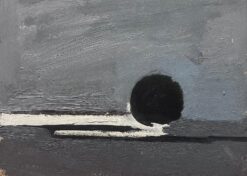 1900-1999 German Modernist Oil Painting Black Grey and White Ball Abstract