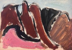 1900-1999 German Modernist Oil Painting Brown and Pink Hills